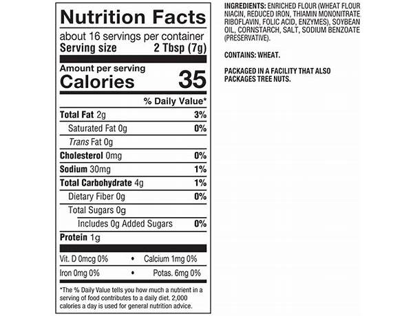 Mrs. cubbisons nutrition facts