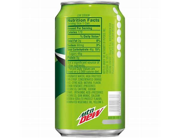 Mtn dew food facts