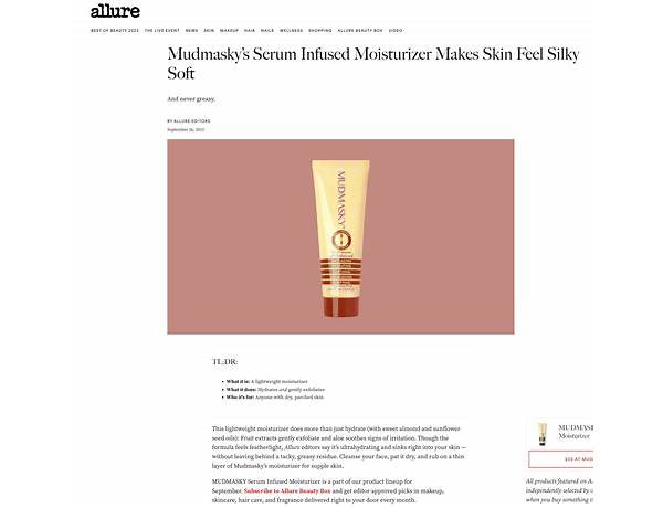 Mudmasky serum infused moisturizer food facts