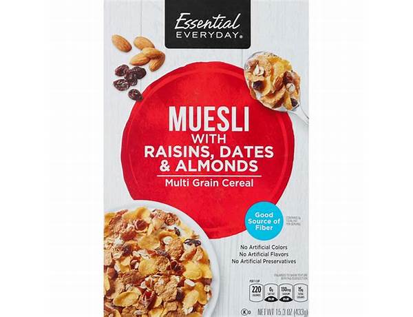 Muesli with raisins, dates & almonds food facts