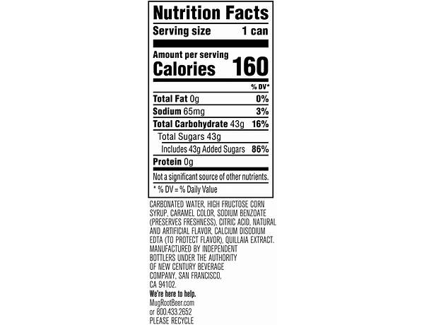 Mug rootbeer nutrition facts