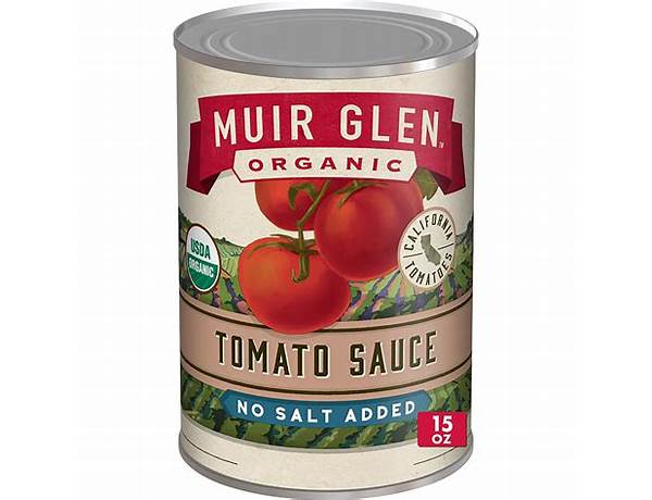 Muir glen organic tomato sauce, no salt added food facts