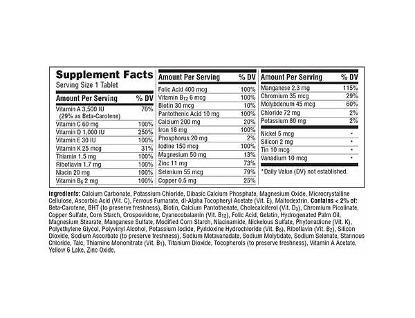 Multivitiman ingredients