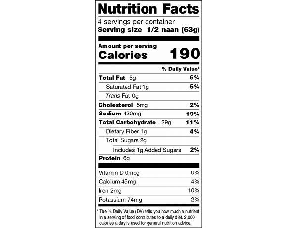 Naan roasted garlic authentic flatbreads nutrition facts