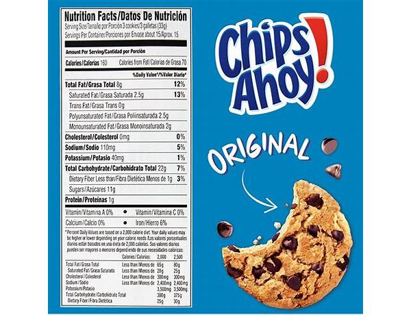 Nabisco chips ahoy! cookies original 1x18.2 oz nutrition facts