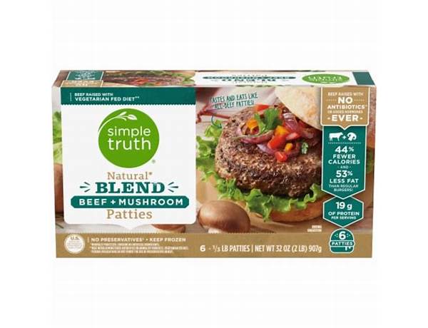 Natural blend beef and mushroom patties food facts