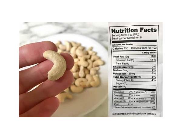 Natural cashews food facts