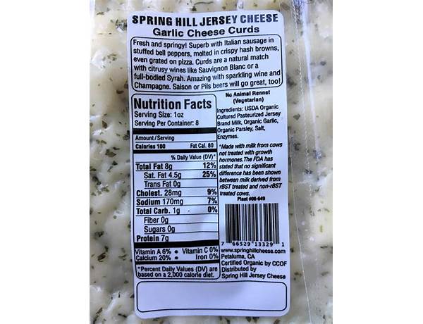 Natural cheese curds food facts
