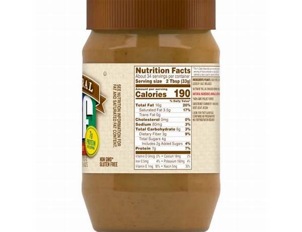 Natural creamy peanut butter spread food facts