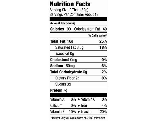 Natural creamy peanut butter spread food facts