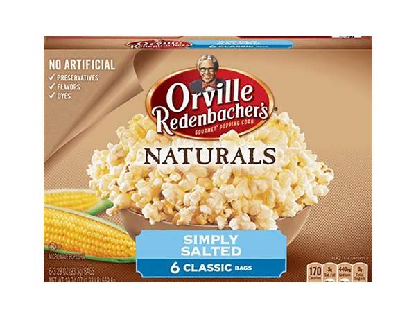 Natural popcorn, microwave ingredients