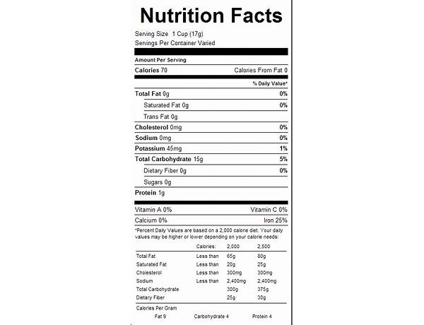 Natural puffed rice nutrition facts