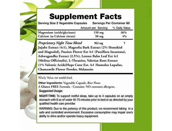 Natural relaxant nutrition facts