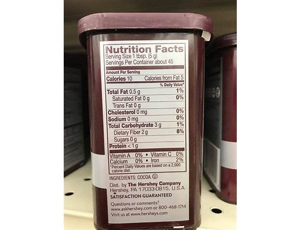 Natural unsweetened cocoa food facts