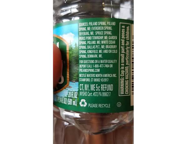 Naturally pure spring water ingredients