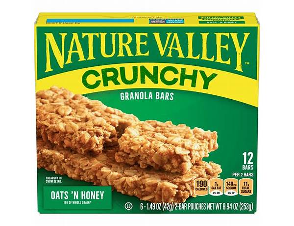 Nature valley crunchy oats 'n honey granola bar food facts