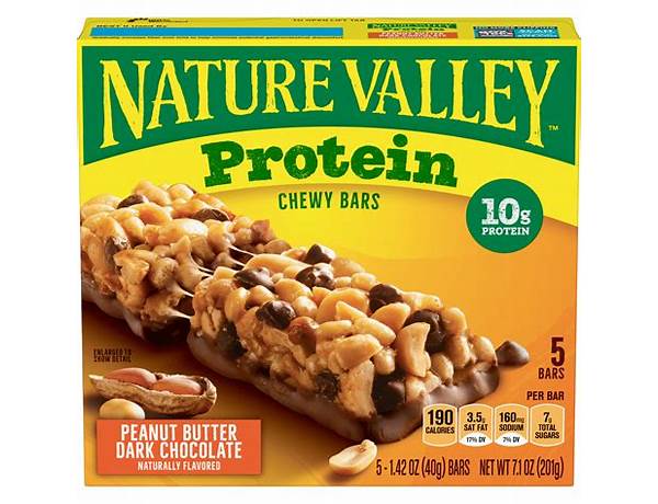 Nature valley protein peanut butter dark chocolate chewy bar food facts