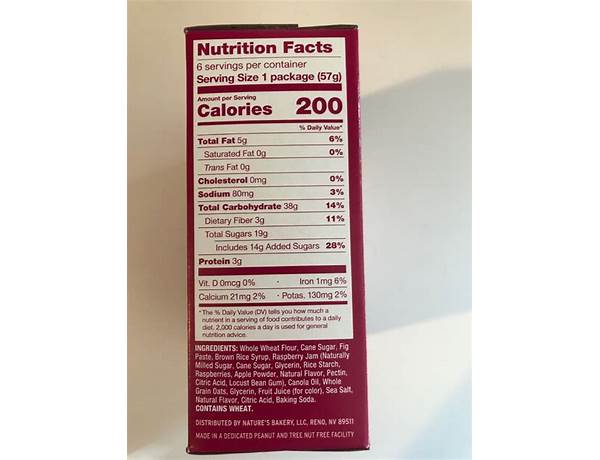 Natures bakery nutrition facts