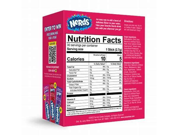 Nerds strawberry drink mix food facts