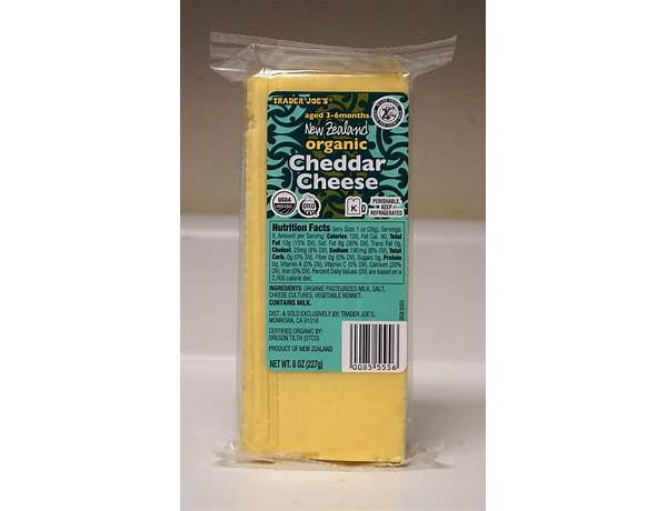 New zealand organic sliced cheddar cheese food facts