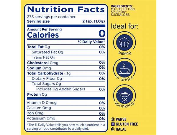 No calorie sweetener food facts