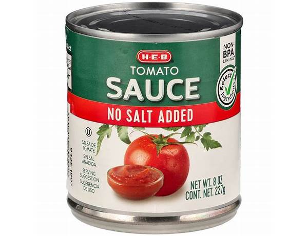 No salt added tomato sauce food facts