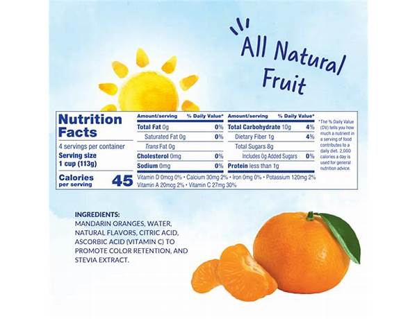 No sugar added mandarin oranges fruit snack bowls ingredients