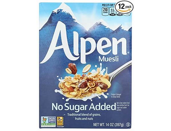 No sugar added muesli cereal food facts