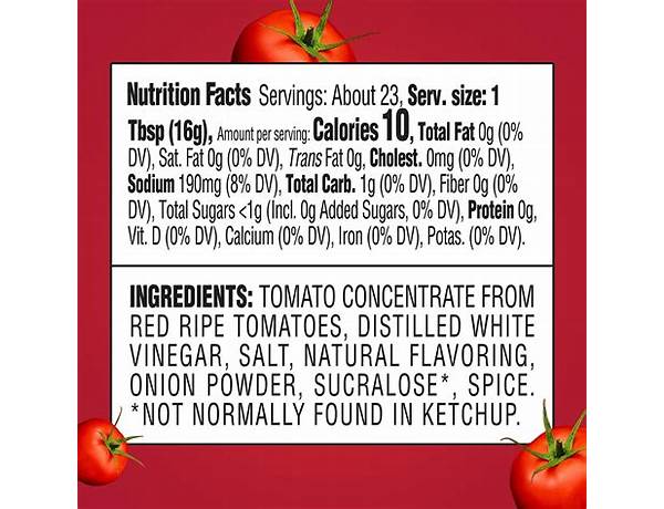 No sugar added tomato ketchup ingredients