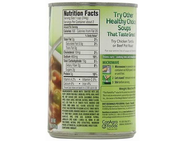 Noodle veggie soup nutrition facts