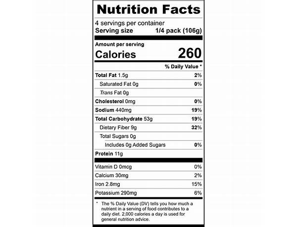 Noodles nutrition facts