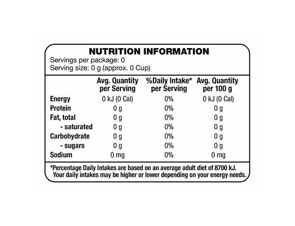 Not drink nutrition facts