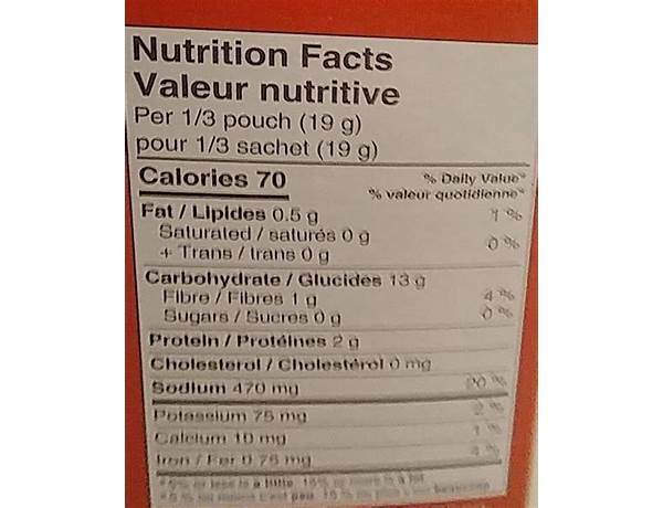 Nouilles nutrition facts