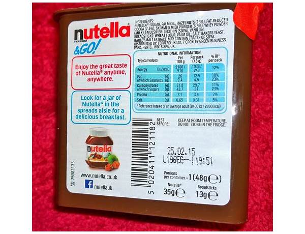 Nutella biscuits food facts