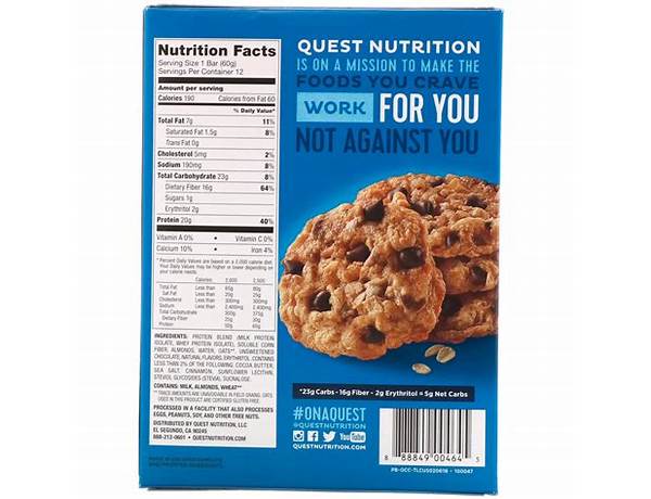 Oatmeal chocolate chip food facts