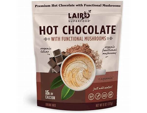Oatmilk hot chocolate with functional mushroom extracts food facts
