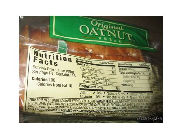 Oatnut bread, oatnut food facts