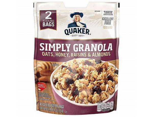 Oats, honey, raisins & almonds simply granola, oats, honey, raisins & almonds food facts