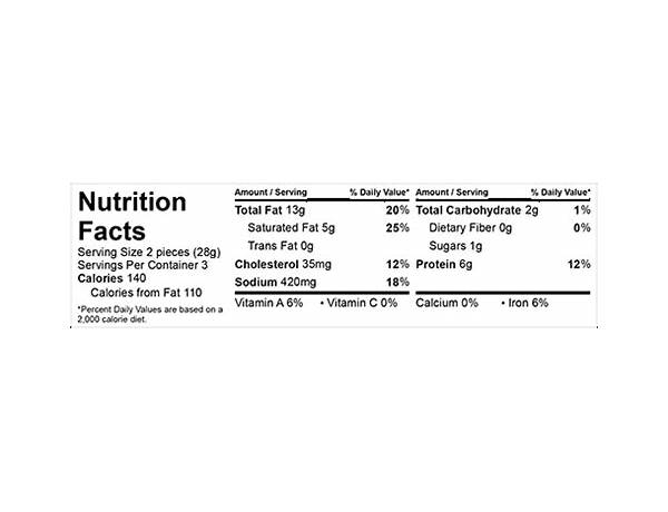 Oberto cocktail pep nutrition facts