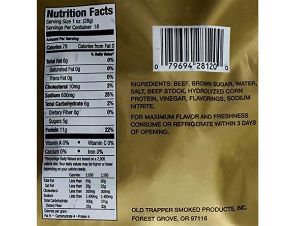 Old fashioned beef jerky, naturally smoked nutrition facts