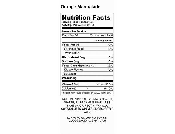 Old times orange marmalade nutrition facts