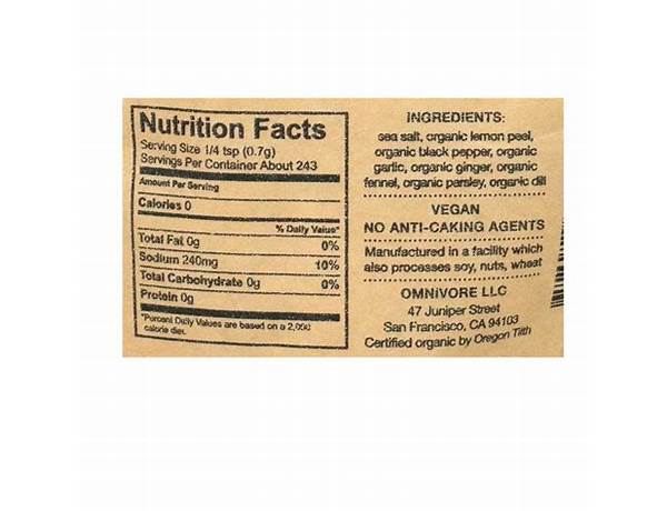 Omnivore, limone salt blend nutrition facts