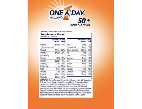 One a day women's food facts