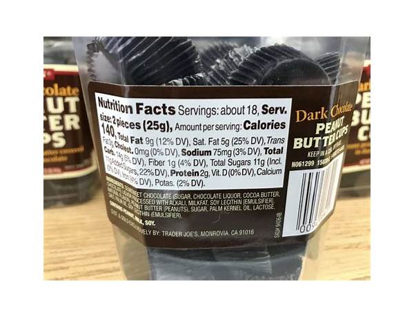 Only peanut butter with dark chocolate food facts