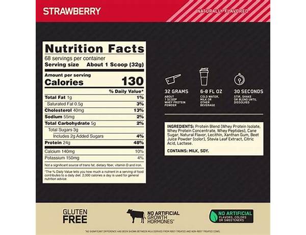 Optimum nutrition food facts