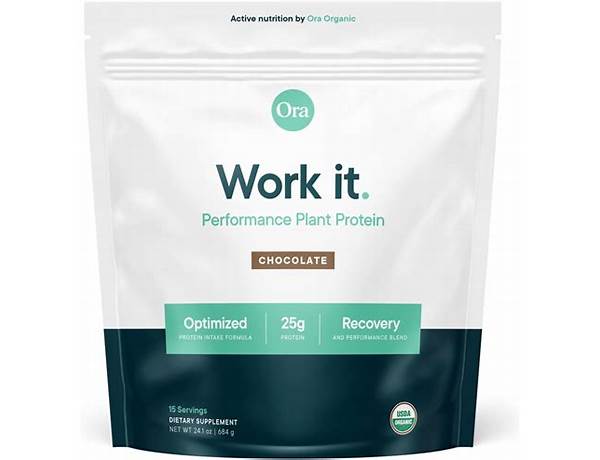 Ora work it preformance plant protein (chocolate) ingredients