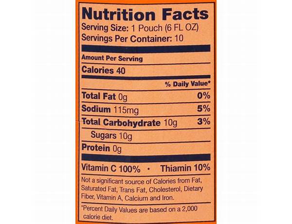 Orange delights nutrition facts