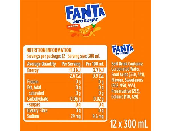 Orange fanta zero sugar food facts