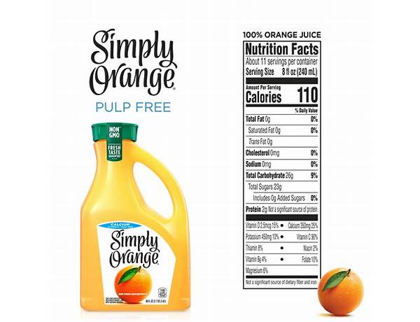 Orange juice no pulp nutrition facts