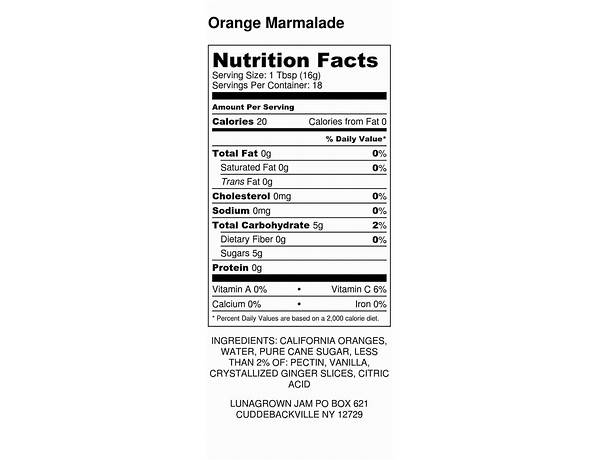 Orange marmalade nutrition facts